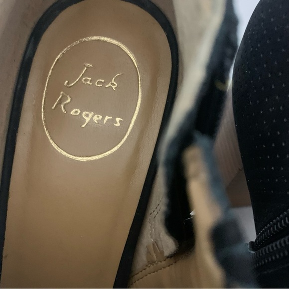 Jack Rogers Black Peep Toe Heeled Suede Side Zip Booties - Picture 2 of 14